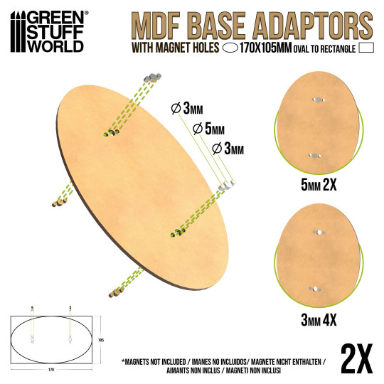 MDF Base adapter - Oval 170x105mm to Rectangular