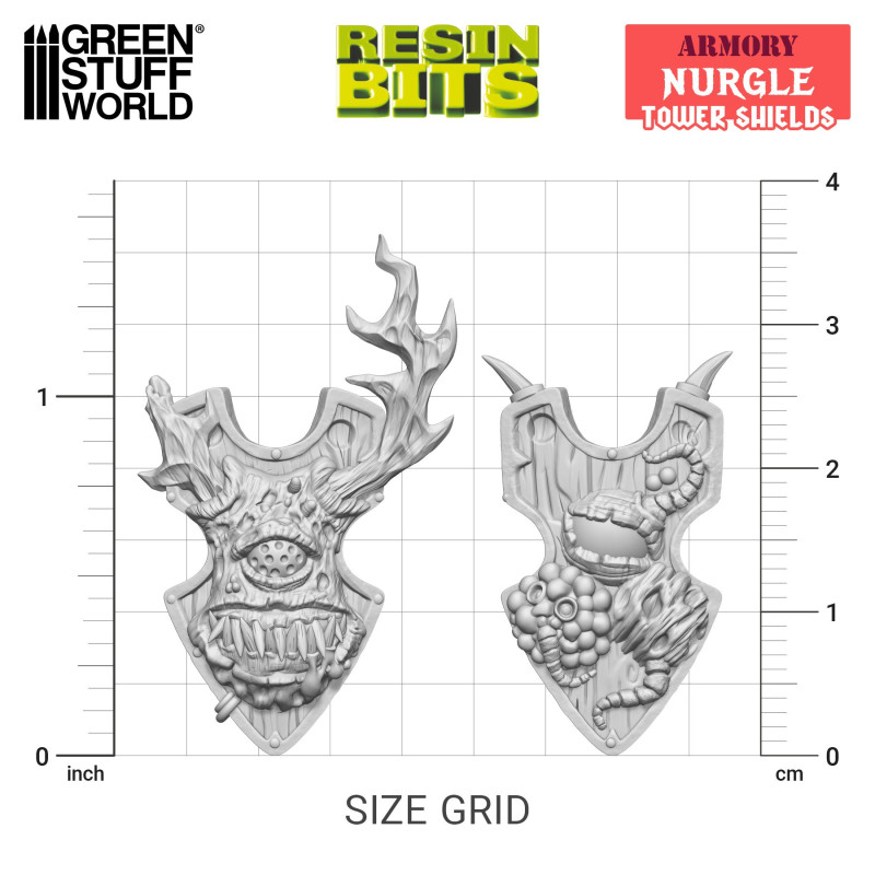 3D printed set - Nurgle Tower Shields