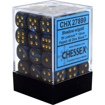 Chessex D6 12mm Lustrous Shadow/Gold