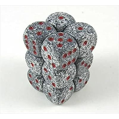 Chessex Speckled 16mm d6 with pips Dice Blocks (12 Dice) - Granite