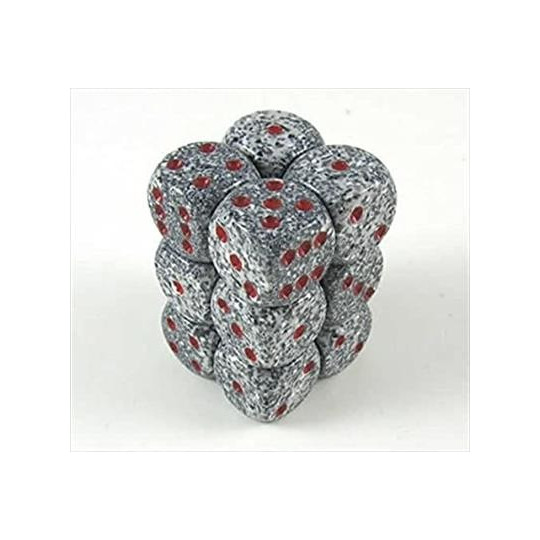 Chessex Speckled 16mm d6 with pips Dice Blocks (12 Dice) - Granite