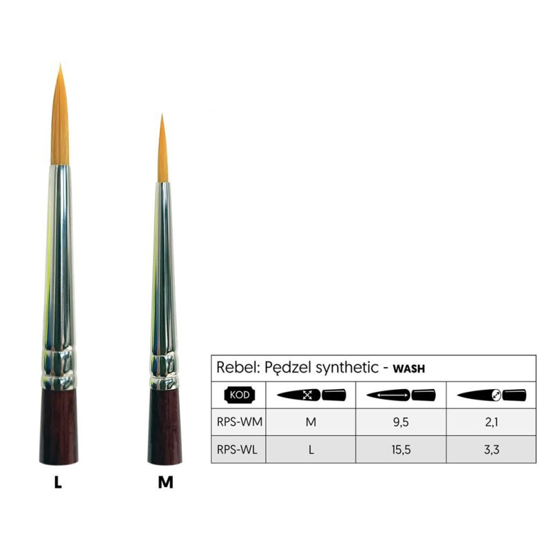 Rebel: Pędzel syntetyczny - Wash - L