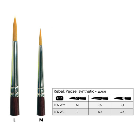 Rebel: Pędzel syntetyczny - Wash - M