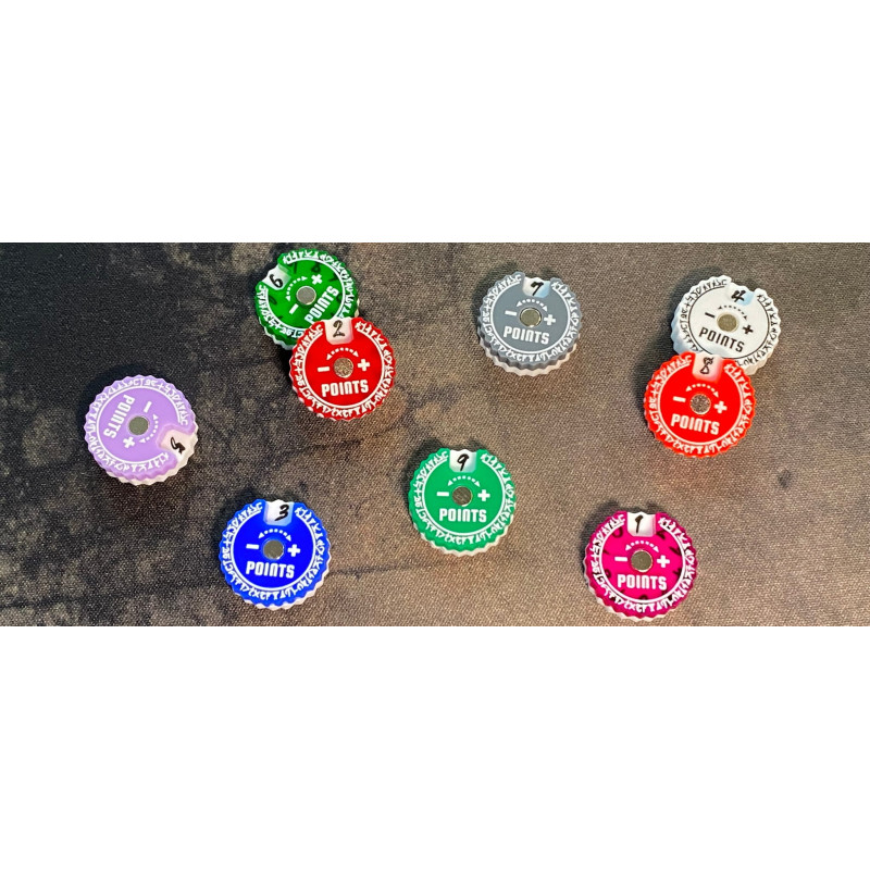 Trackers Counters, Range 0-9, Size 20mm, Random Colours