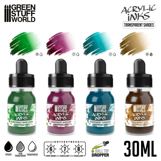 Acrylic Inks Set - Transparent Shades (x4)