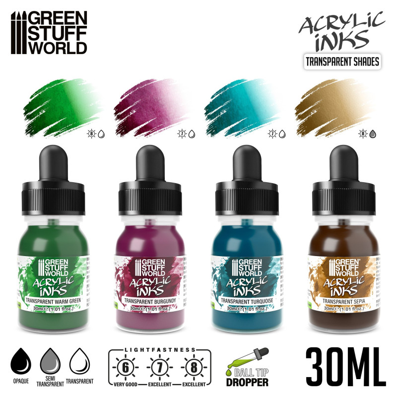 Acrylic Inks Set - Transparent Shades (x4)