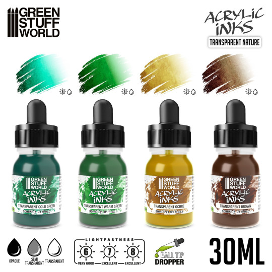 Acrylic Inks Set - Transparent Nature (x4)