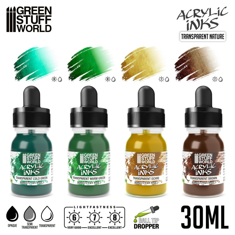 Acrylic Inks Set - Transparent Nature (x4)