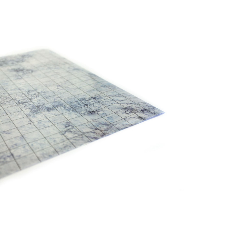 Śnieg - Mata Suchościeralna do gier RPG 50 cm x 50 cm - siatka kwadratowa