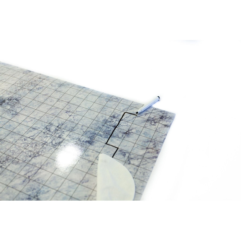 Śnieg - Mata Suchościeralna do gier RPG 50 cm x 50 cm - siatka kwadratowa