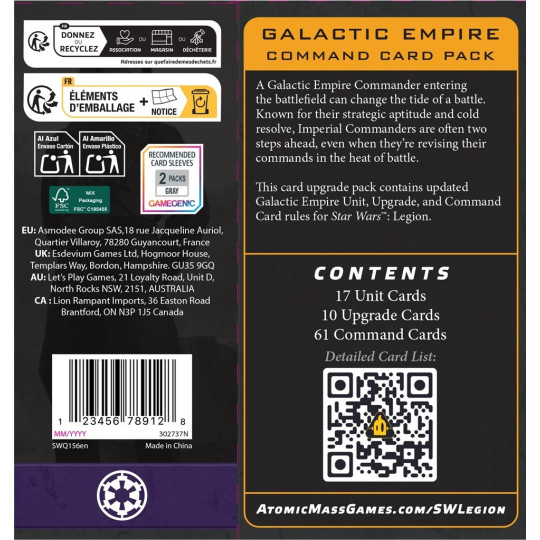 Star Wars Legion 2.0: Galactic Empire - Command Card Pack