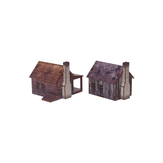 New World Frontier Houses (4) PREPAINTED Epic Battles Scale [15mm/1:100]
