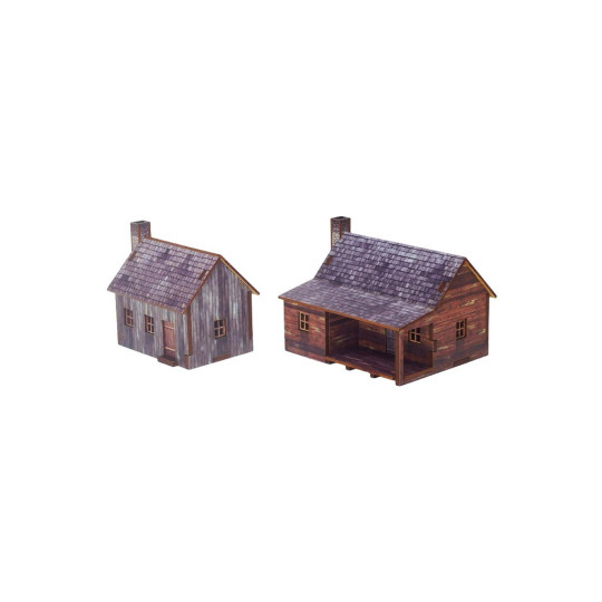 New World Frontier Houses (4) PREPAINTED Epic Battles Scale [15mm/1:100]