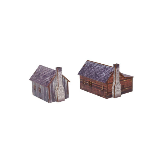 New World Frontier Houses (4) PREPAINTED Epic Battles Scale [15mm/1:100]