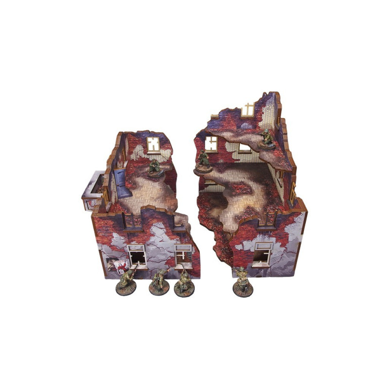 WW2 Ostfront Stalingrad Apartment Block Front (1) (28mm) PREPAINTED