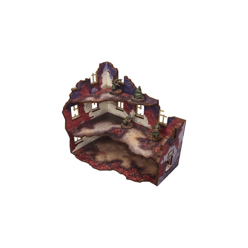 WW2 Ostfront Stalingrad Apartment Block Front (1) (28mm) PREPAINTED