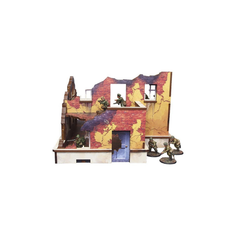 WW2 Ostfront Stalingrad School Left (with balcony) (1) (28mm) PREPAINTED