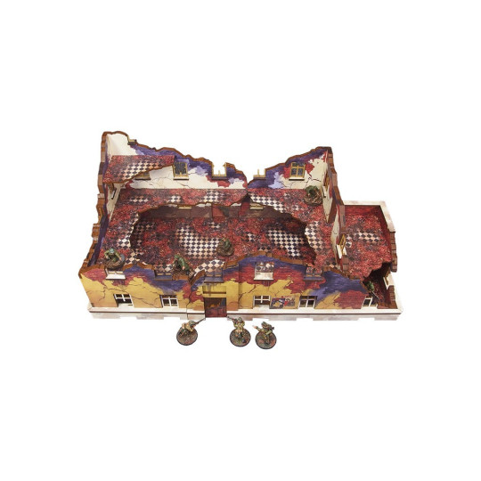 WW2 Ostfront Stalingrad School Left (with balcony) (1) (28mm) PREPAINTED