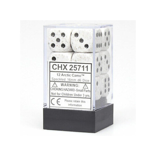 Chessex Speckled 16mm d6 Arctic Camo Dice Blocks (12 Dice)
