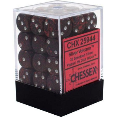 Chessex Speckled 12mm d6 Silver Volcano Dice Blocks (36 Dice)