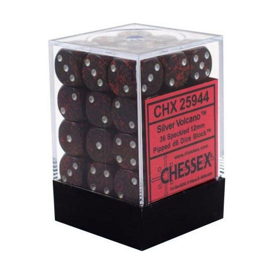 Chessex Speckled 12mm d6 Silver Volcano Dice Blocks (36 Dice)