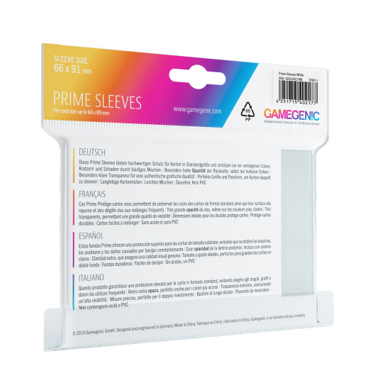 Gamegenic: Prime CCG Sleeves (66x91 mm) - White, 100 sztuk