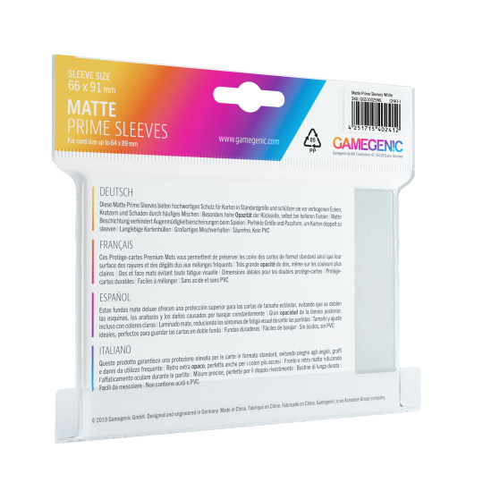 Gamegenic: Matte Prime CCG Sleeves (66x91 mm) - White, 100 sztuk