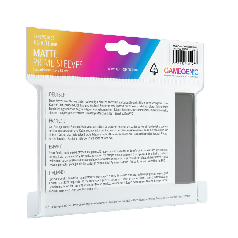 Gamegenic: Matte Prime CCG Sleeves (66x91 mm) - Dark Gray, 100 sztuk