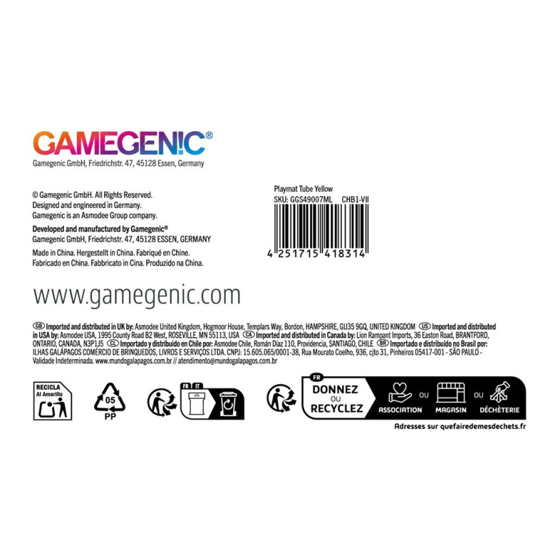 Gamegenic: Playmat Tube - Yellow