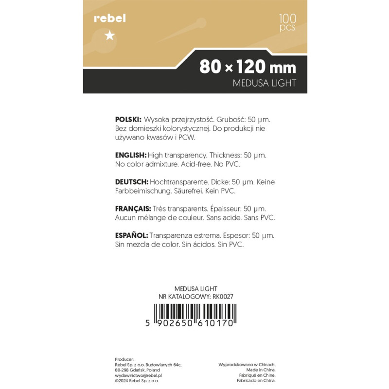 Koszulki na karty Rebel Libra Light (80x120 mm) 100 sztuk