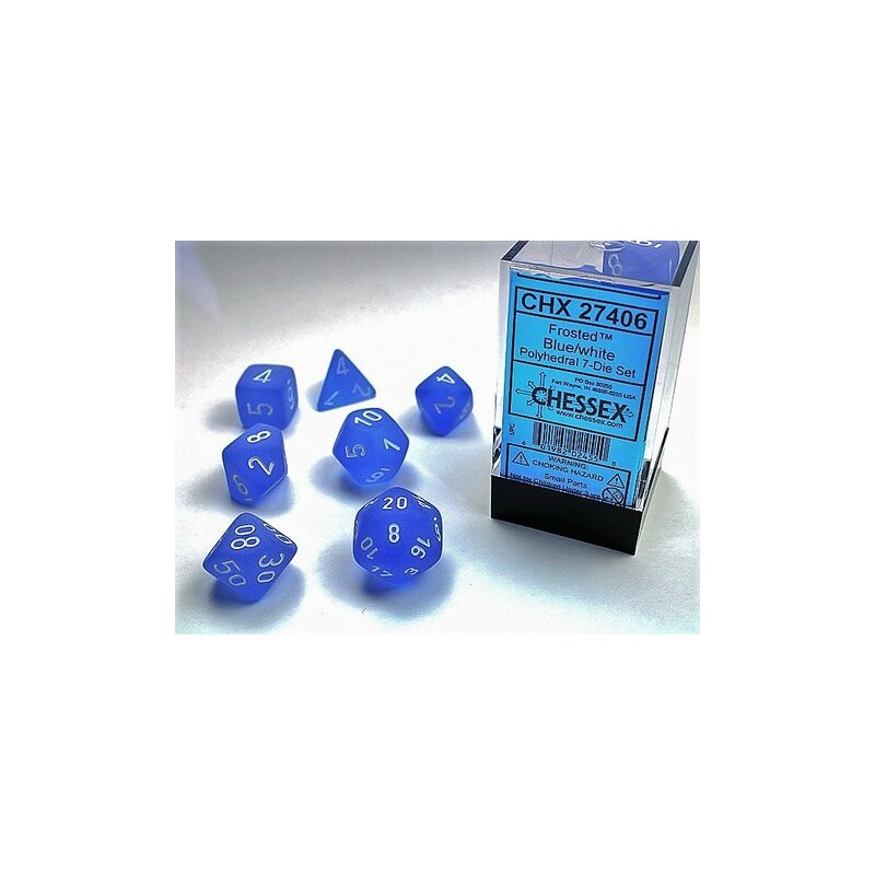 Frosted Blue-White 7-Dice Set (Signature)