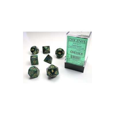 Scarab Jade-Gold 7-Dice Set (Signature)