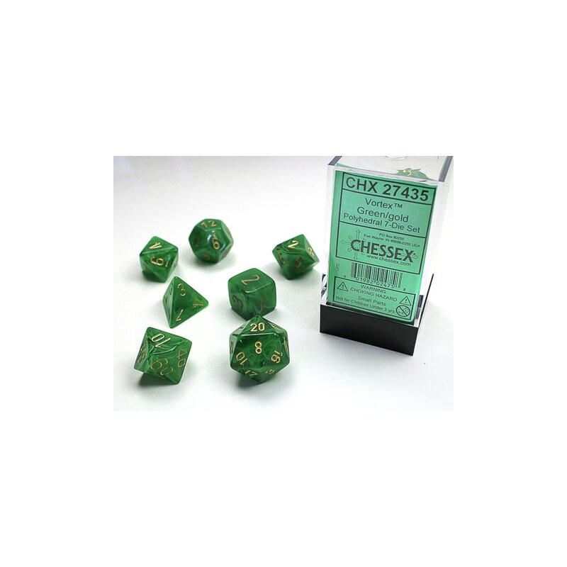 Vortex Green-Gold 7-Dice Set (Signature)