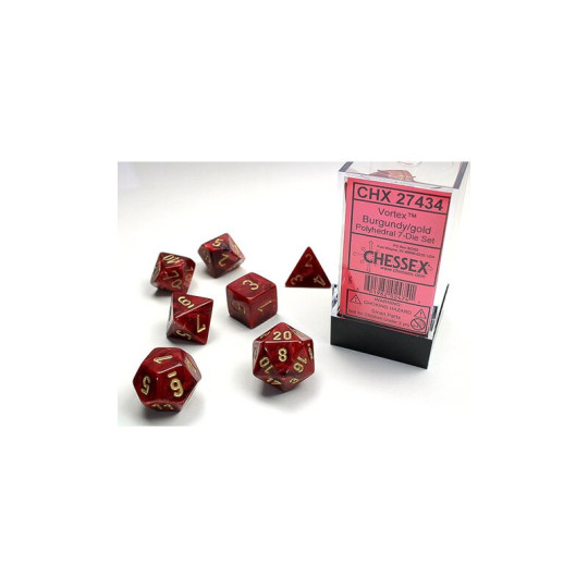 Vortex Burgundy-Gold 7-Dice Set (Signature)