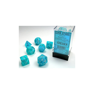 Cirrus Aqua-Silver 7-Dice Set (Menagerie)