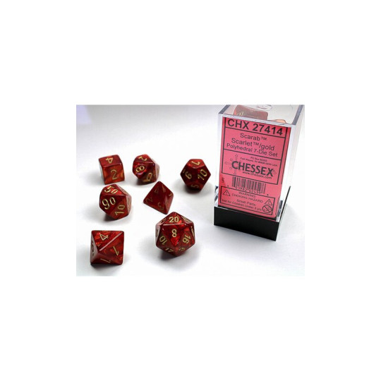 Scarab Scarlet-Gold 7-Dice Set (Menagerie)