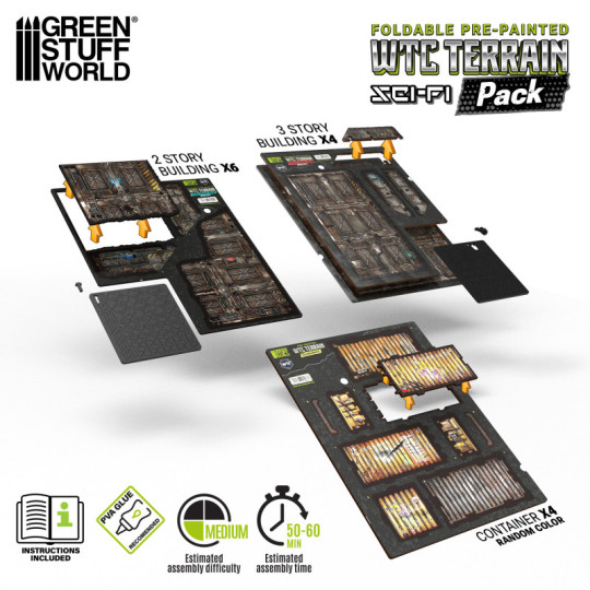 Pre-Painted Foldable WTC terrain pack - Sci-fi