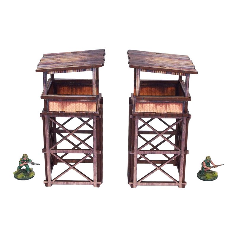 WW2 Pacific Guard Tower (2) PREPAINTED