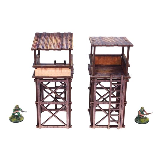 WW2 Pacific Guard Tower (2) PREPAINTED