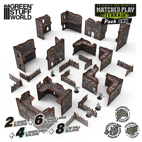Pre-Painted Foldable Matched Play terrain pack - Orks