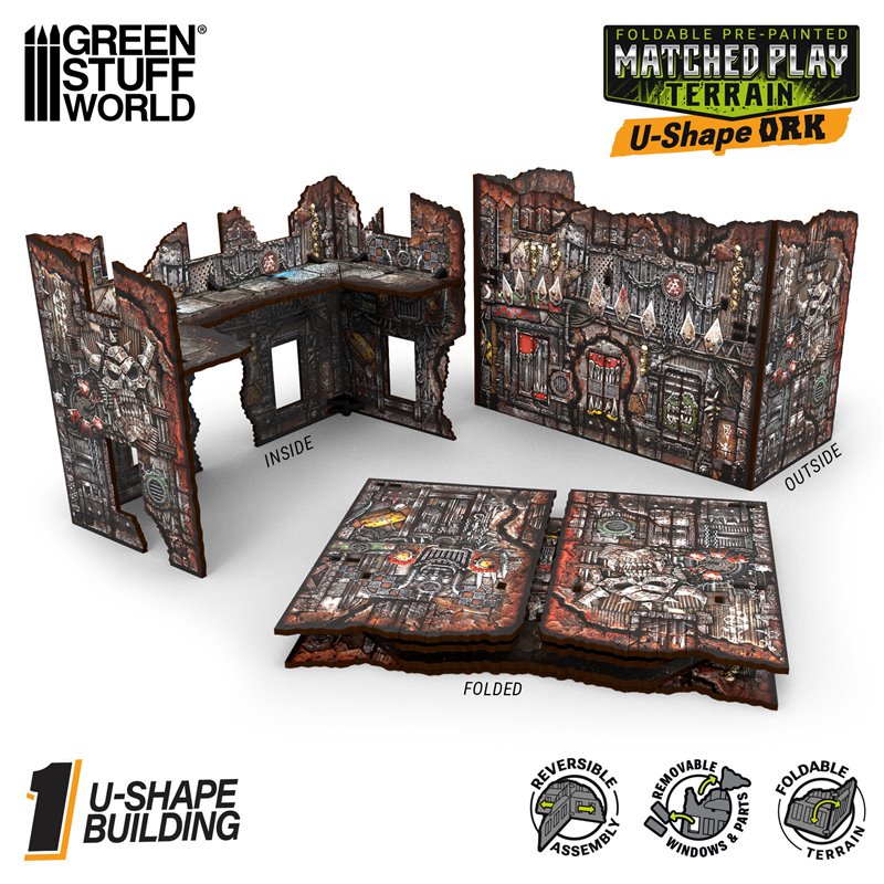 Matched Play Pre-Painted Foldable U-shaped Ruin - Orks