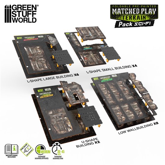 Pre-Painted Foldable Matched Play terrain pack - Sci-fi