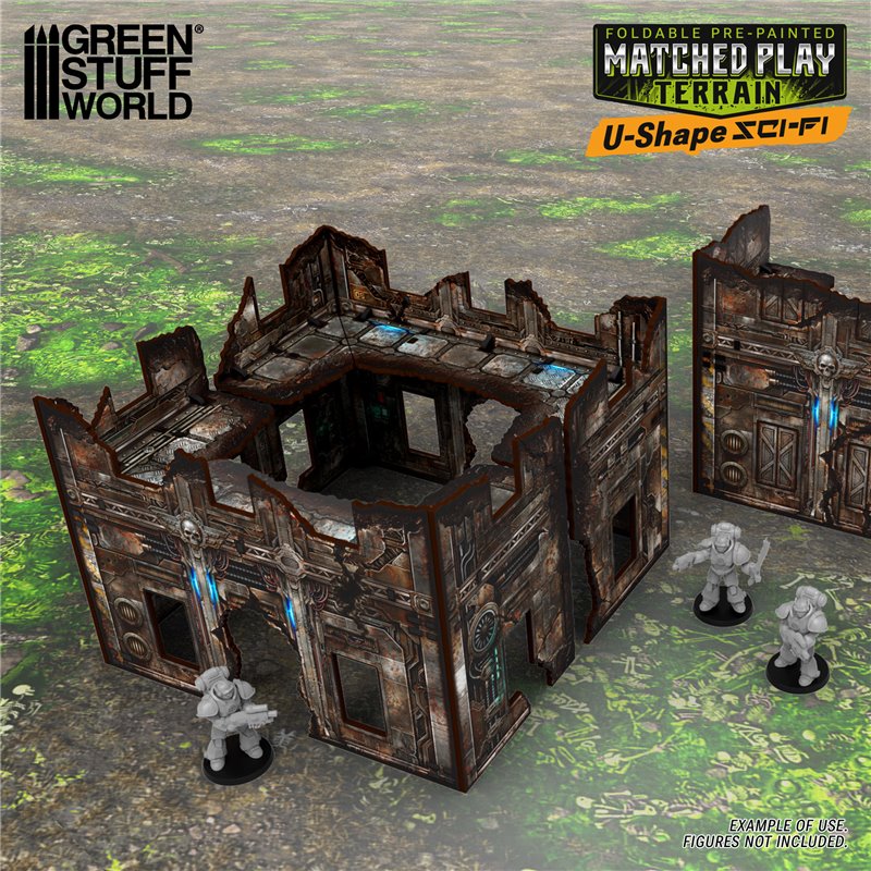 Matched Play Pre-Painted Foldable U-shaped Ruin - Sci-fi