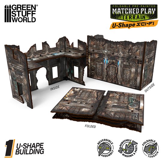 Matched Play Pre-Painted Foldable U-shaped Ruin - Sci-fi