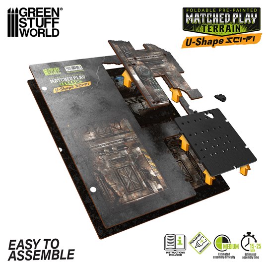 Matched Play Pre-Painted Foldable U-shaped Ruin - Sci-fi