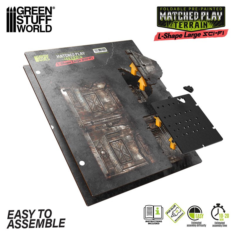 Matched Play Pre-Painted Foldable Large L-shaped Ruin - Sci-fi