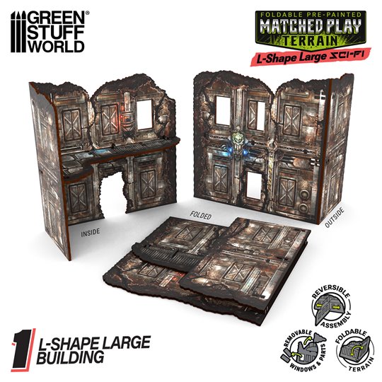 Matched Play Pre-Painted Foldable Large L-shaped Ruin - Sci-fi