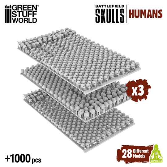 1000x Battlefield Resin Skulls 1:48-1:35