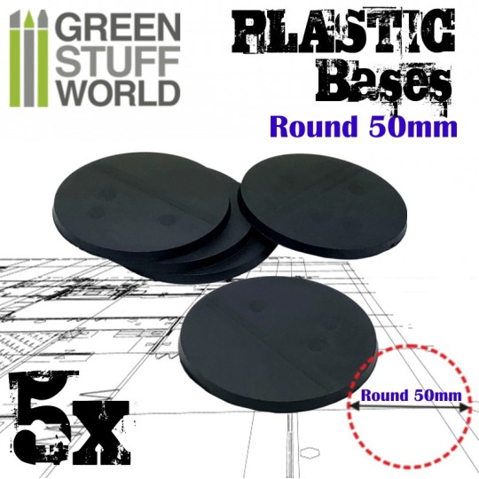 GSW Plastic Bases - 5x Round 50 mm