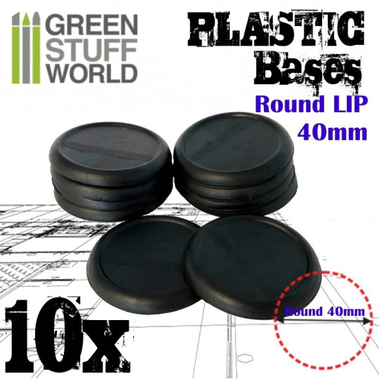 GSW Plastic Bases - 10x Round Lip 40mm